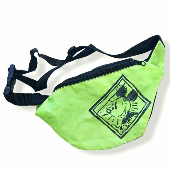 RARE VTG 1992 Disney World Neon Green Fresh Mouse Mickey Fanny Pack 90s - Picture 3 of 8